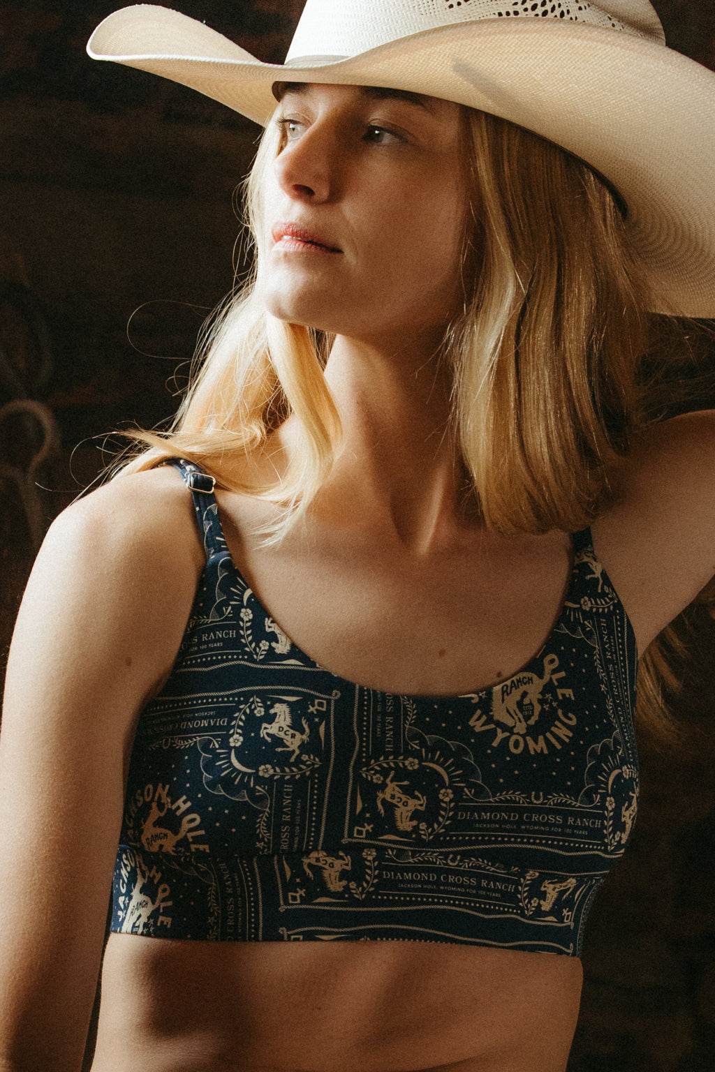 The Wrangle 'Em | Blue Bandana Shinesty x Diamond Cross Ranch Boob Hammock™ Scoop Bralette - Shinesty