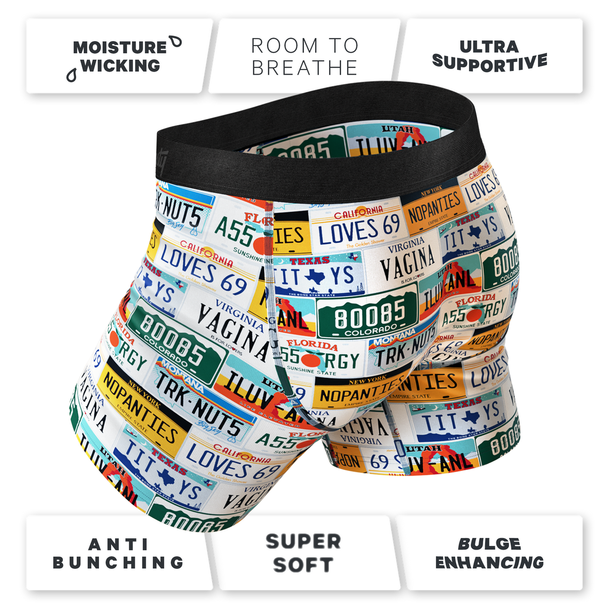 The DMV Catastrophe | License Plates Ball Hammock® Pouch Underwear - Shinesty