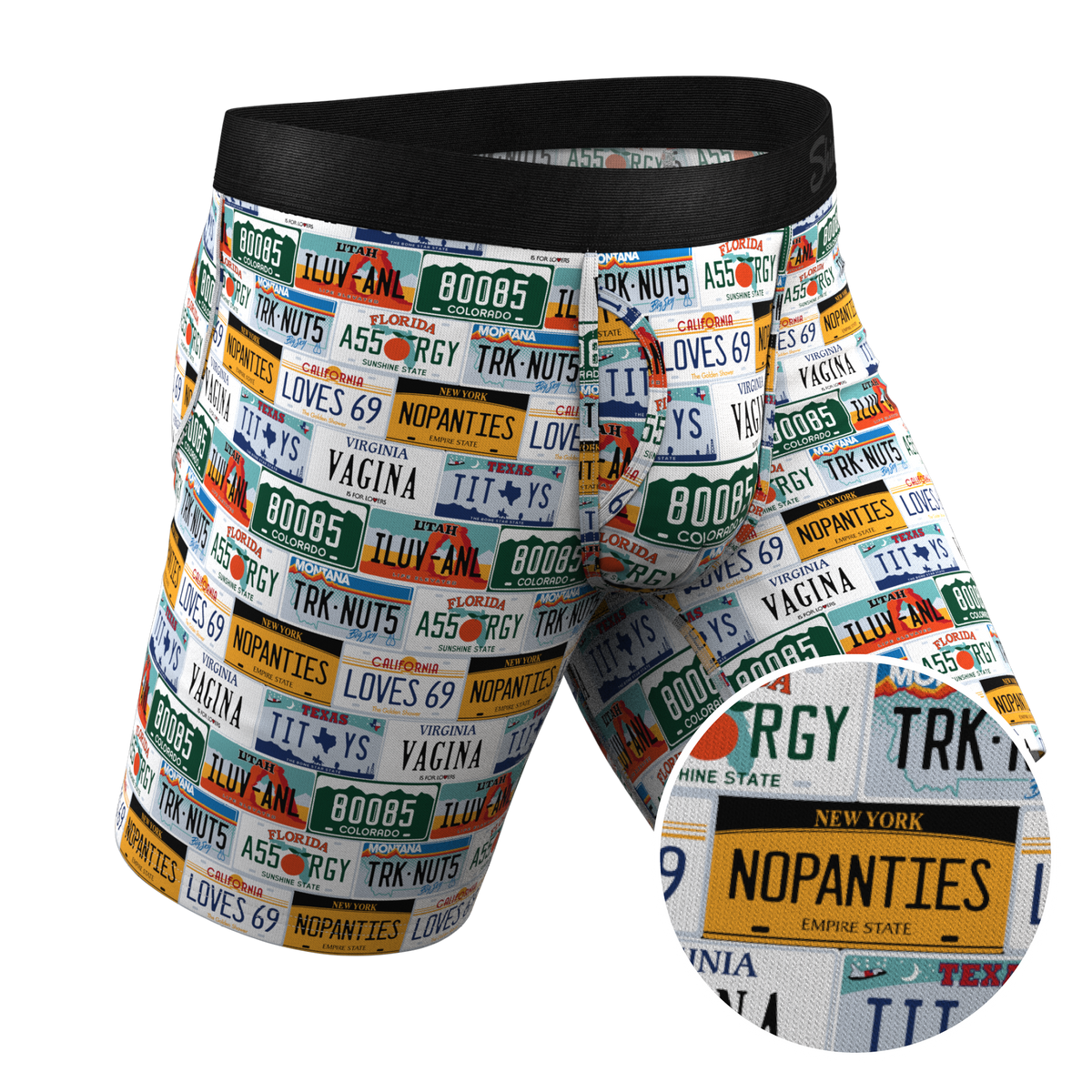 The DMV Catastrophe | License Plates Ball Hammock® Boxer - Long Leg - Shinesty