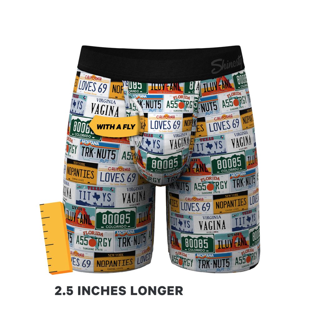 The DMV Catastrophe | License Plates Ball Hammock® Boxer - Long Leg - Shinesty