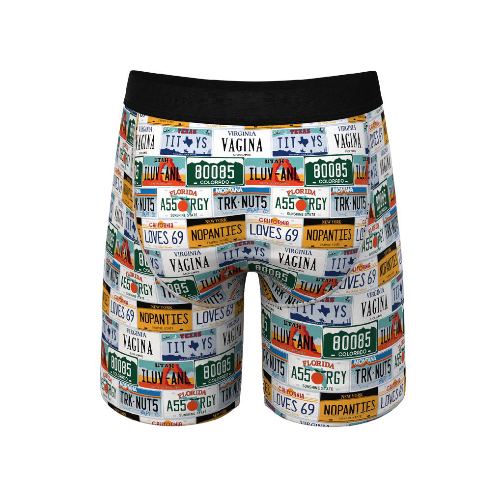 The DMV Catastrophe | License Plates Ball Hammock® Boxer - Long Leg - Shinesty