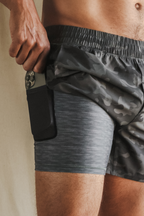 The Darkside | Black and Grey Camo Ball Hammock® 9 Inch Athletic Shorts - Shinesty