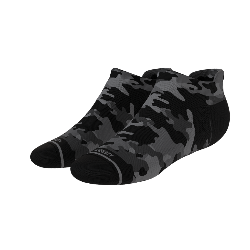 The Darkside | Black Camouflage Heel Hammock™ Ankle Socks - Shinesty