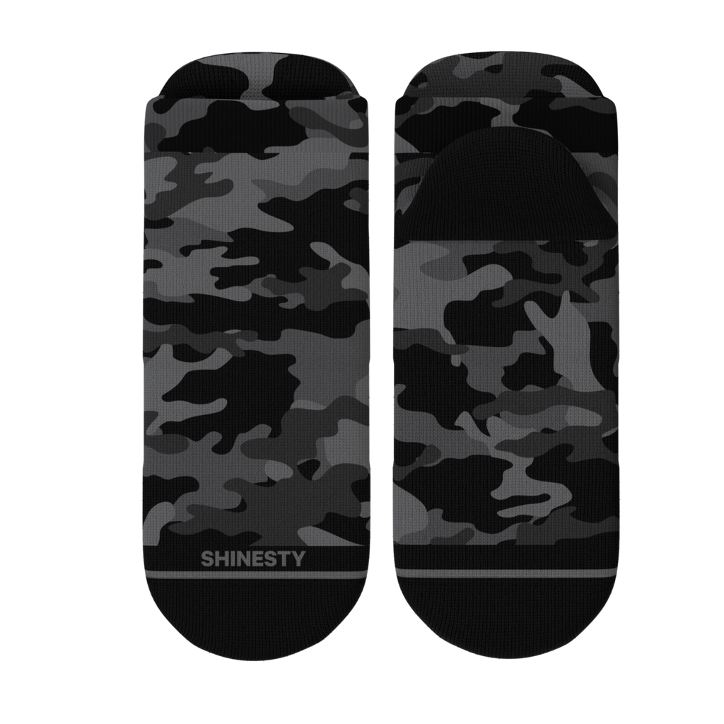 The Darkside | Black Camouflage Heel Hammock™ Ankle Socks - Shinesty