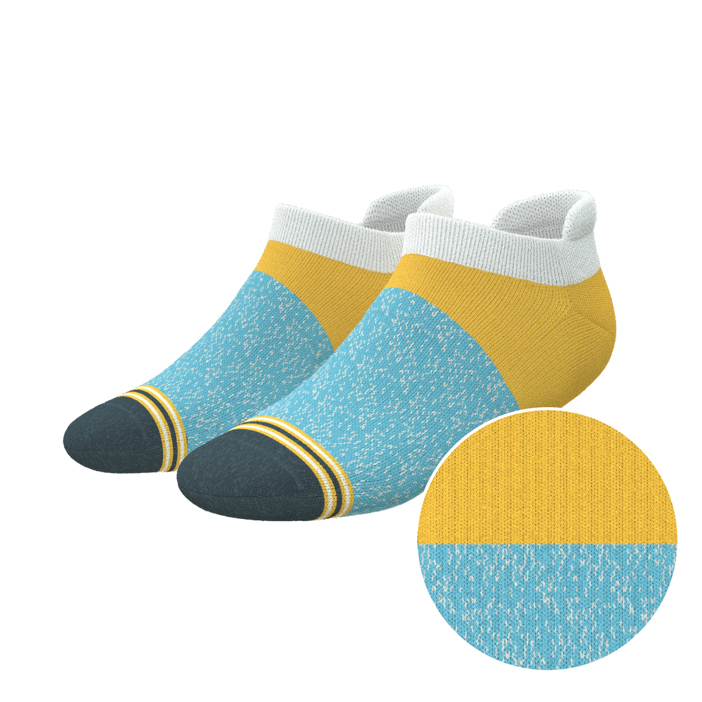The Daybreak | Mustard and Blue Heel Hammock™ Ankle Socks - Shinesty