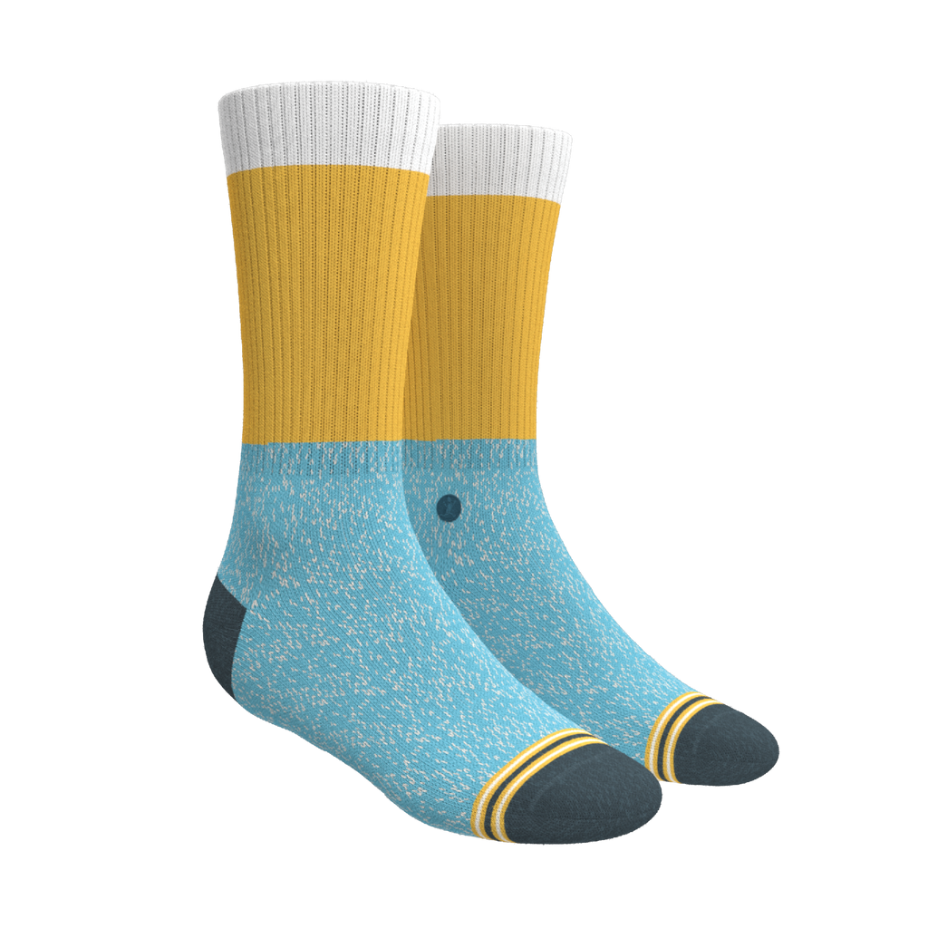 The Daybreak | Mustard and Blue Heel Hammock™ Crew Socks - Shinesty