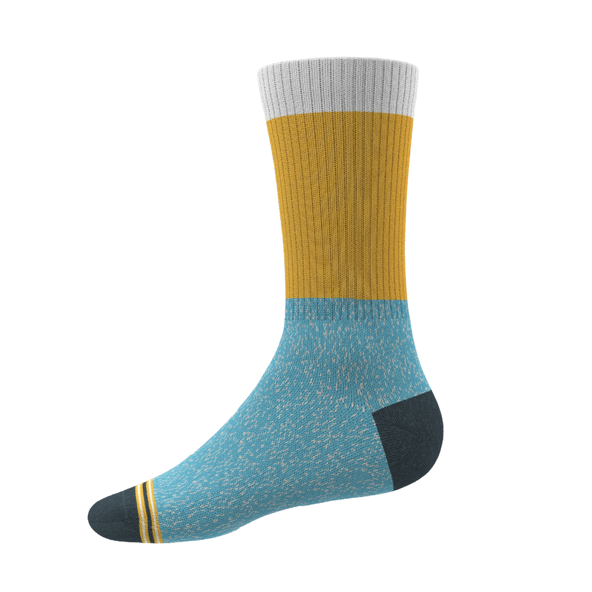The Daybreak | Mustard and Blue Heel Hammock™ Crew Socks - Shinesty