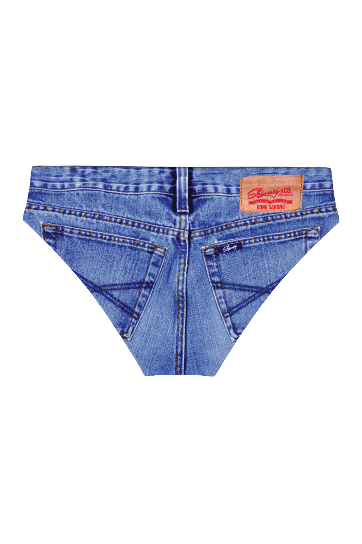 The Daytona Dong Sarong | Denim Print Ball Hammock® Pouch Swim Briefs - Shinesty