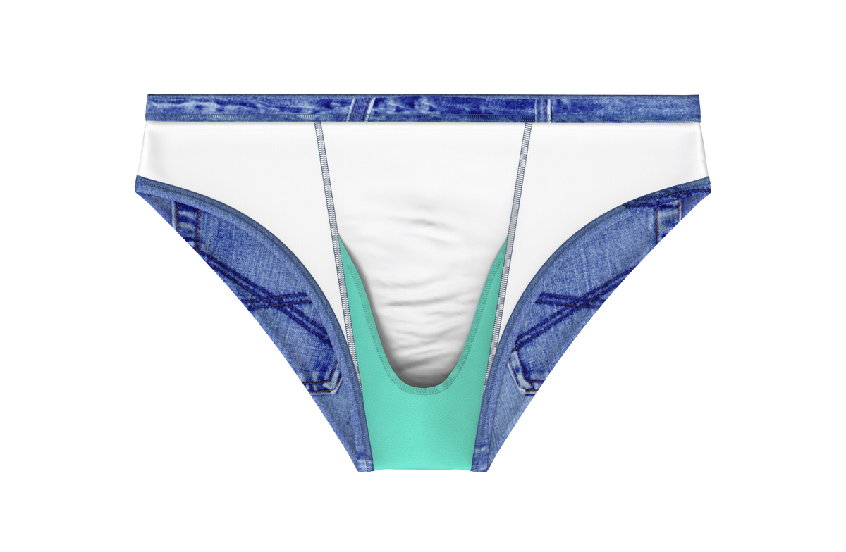The Daytona Dong Sarong | Denim Print Swim Brief - Shinesty