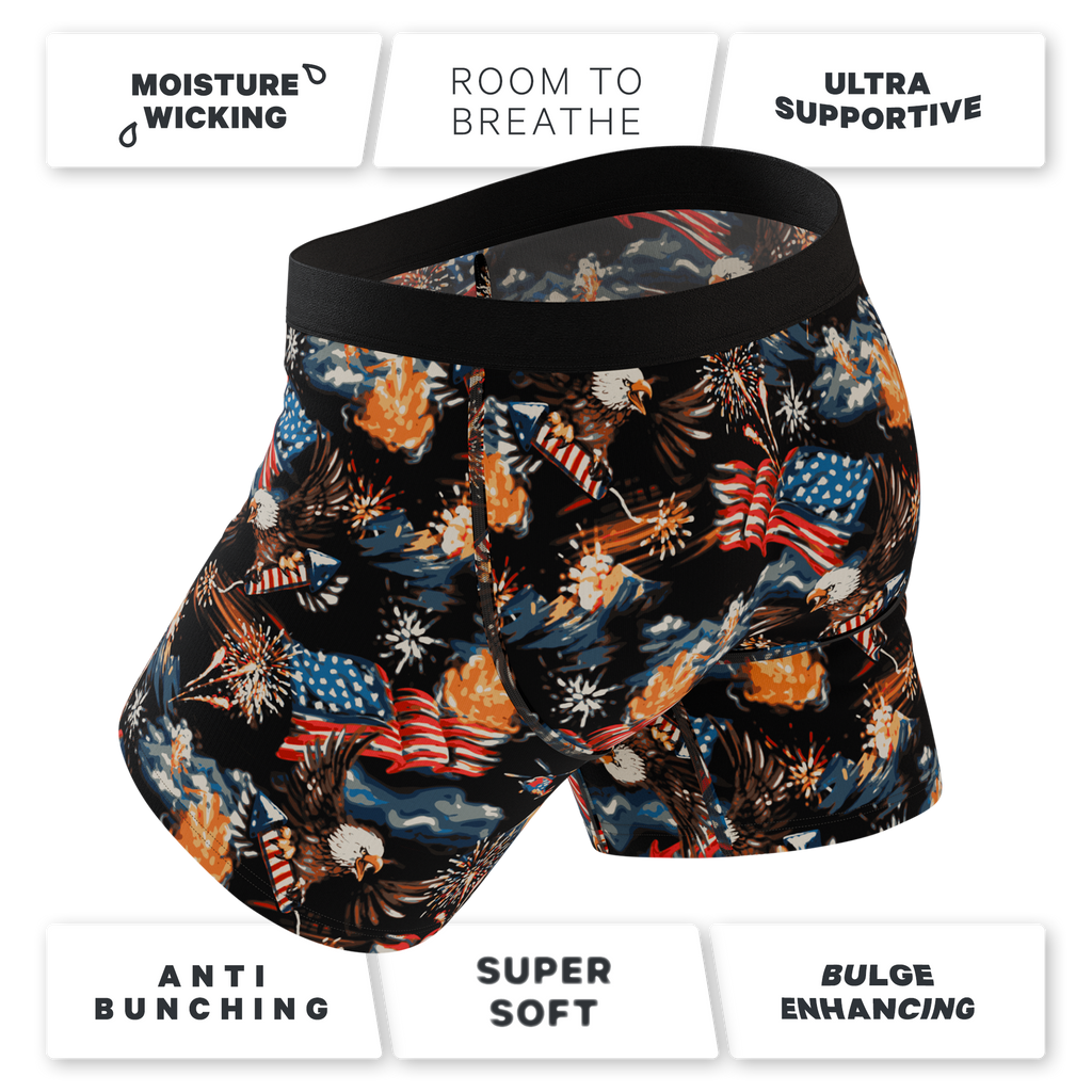 The Declaration | Americana Eagles Ball Hammock® Pouch Underwear With Fly - Shinesty