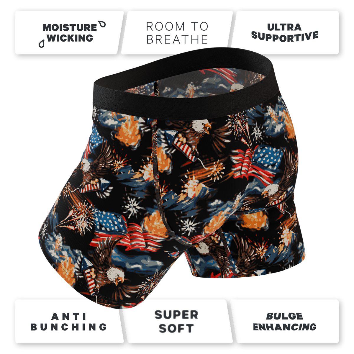 The Declaration | Americana Eagles Ball Hammock® Pouch Underwear With Fly - Shinesty