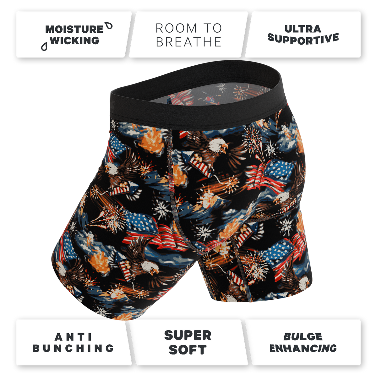 The Declaration | Americana Eagles Ball Hammock® Boxer - Long Leg - Shinesty