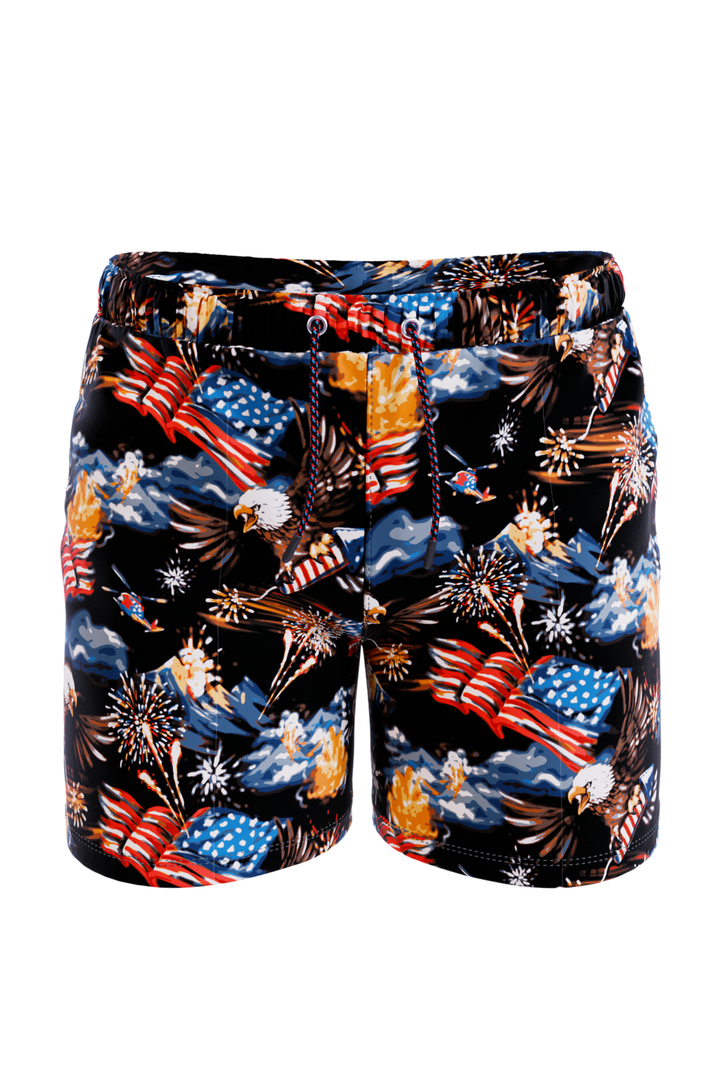The Declaration | Americana Eagles Ball Hammock® Pouch 8" Swim Trunks - Shinesty