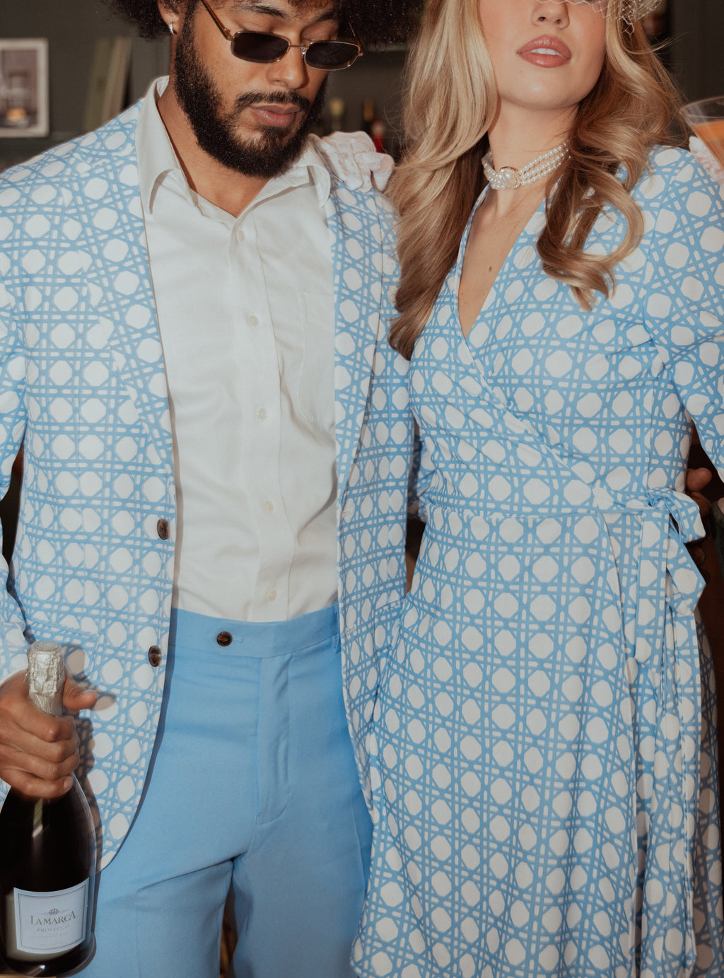 The Porch Swing | Light Blue Caned Wicker Suit - Shinesty