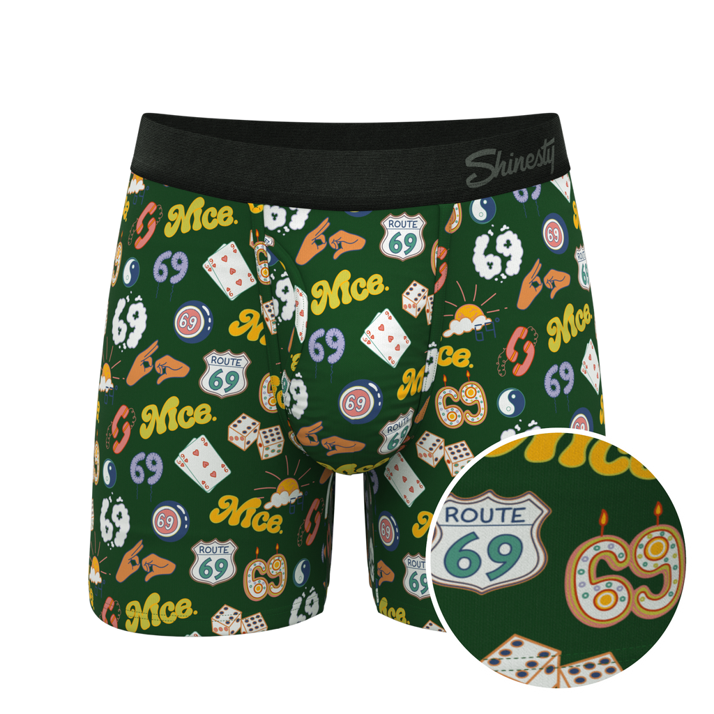 The Wine Dine & 69 | Route 69 Ball Hammock® Pouch Underwear With Fly - Shinesty