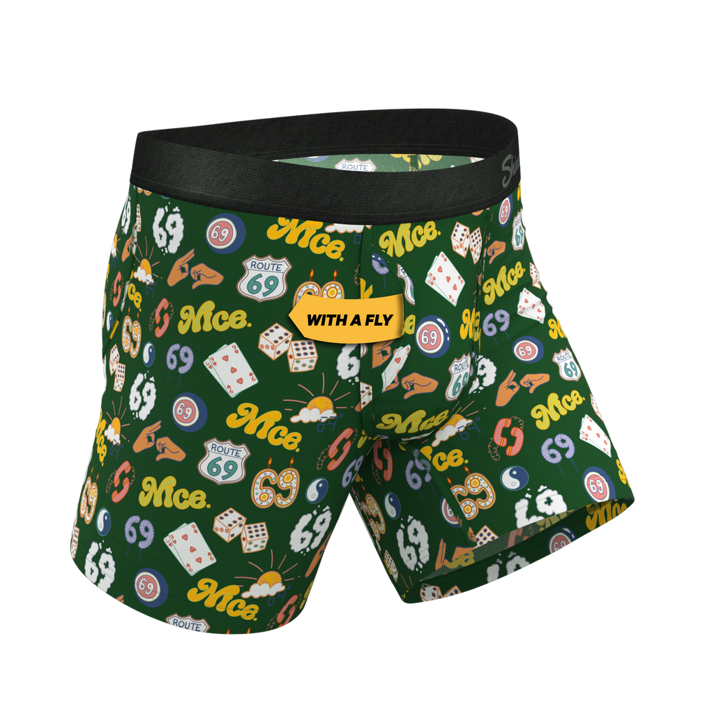 The Wine Dine & 69 | Route 69 Ball Hammock® Pouch Underwear With Fly - Shinesty