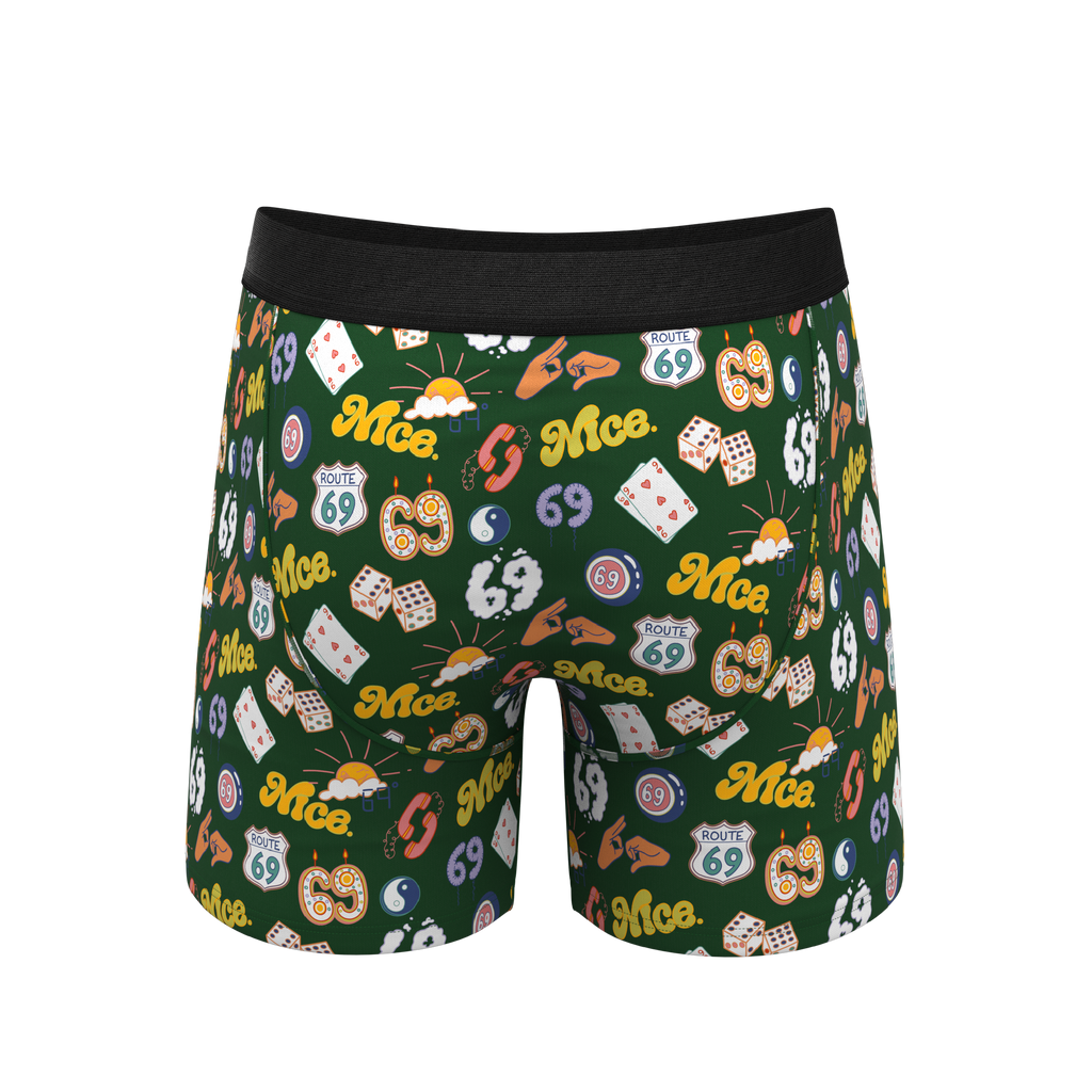The Wine Dine & 69 | Route 69 Ball Hammock® Pouch Underwear With Fly - Shinesty