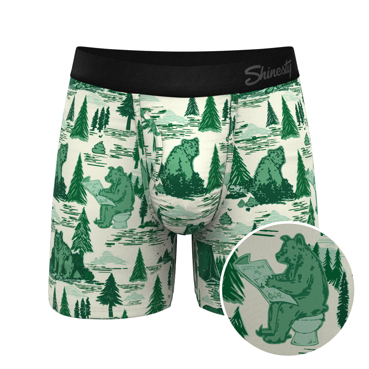 The Does A Bear | Green Toilet Bear Ball Hammock® Pouch Underwear With Fly - Shinesty