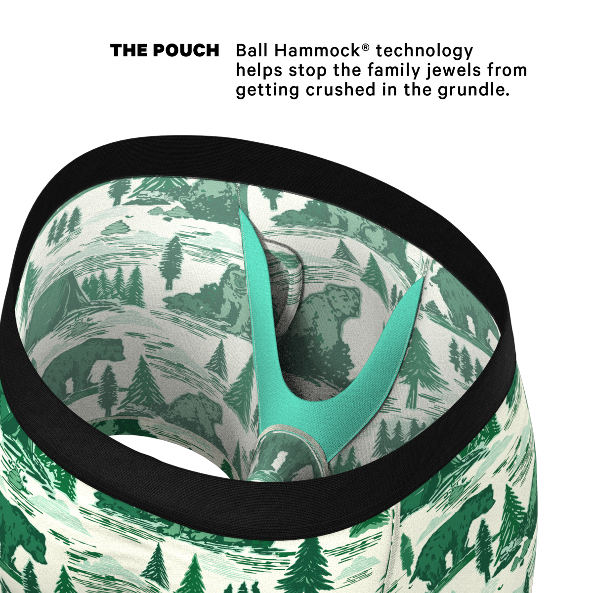The Does A Bear | Green Toilet Bear Ball Hammock® Pouch Underwear With Fly - Shinesty