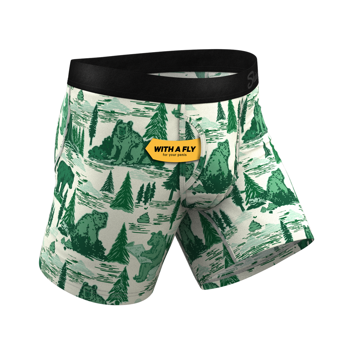 The Does A Bear | Green Toilet Bear Ball Hammock® Pouch Underwear With Fly - Shinesty