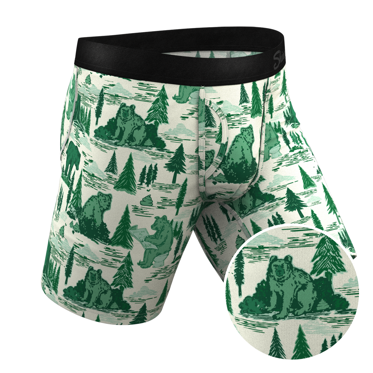 The Does A Bear | Green Toilet Bear Ball Hammock® Boxer - Long Leg - Shinesty