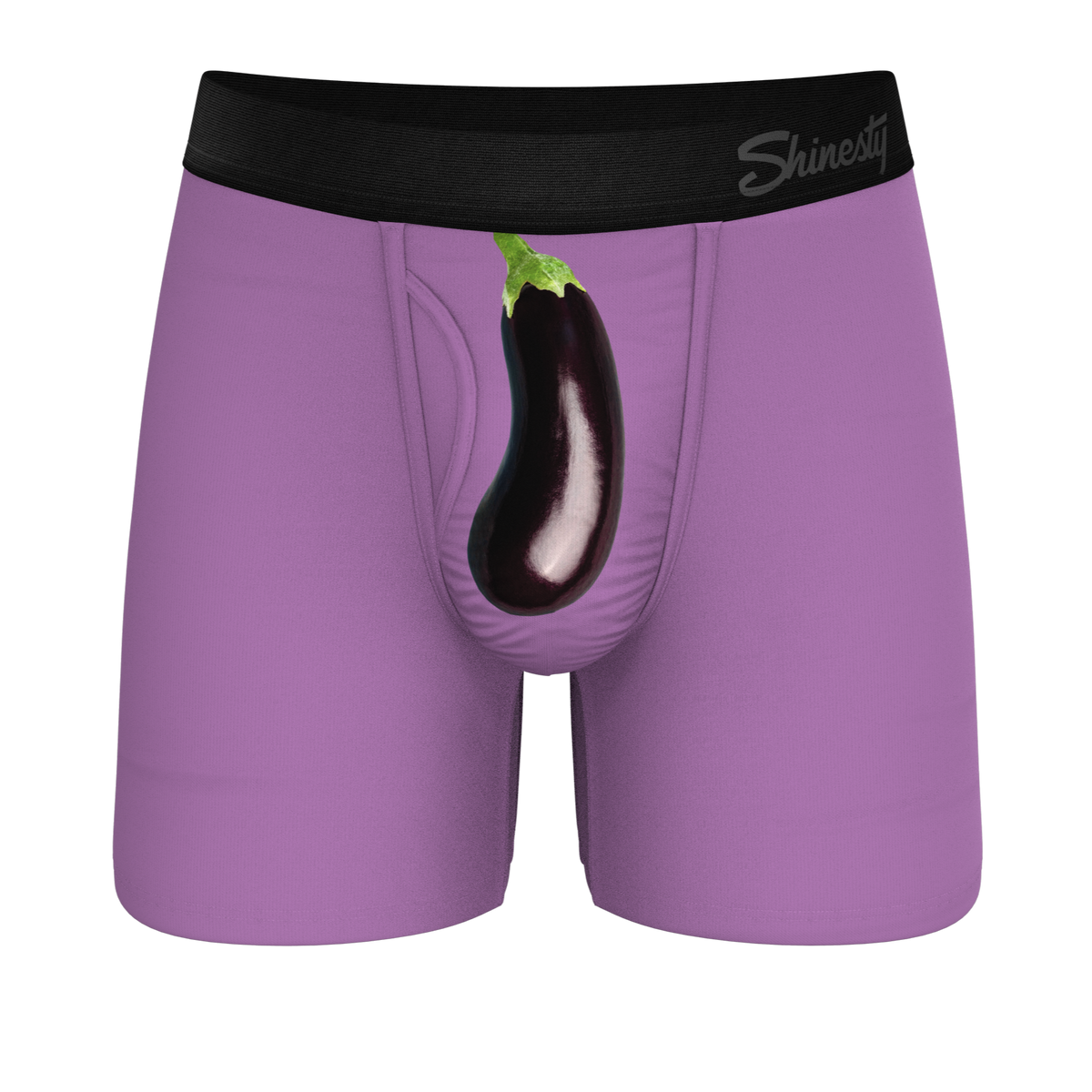 The Double Entendre | Eggplant Ball Hammock® Pouch Underwear With Fly - Shinesty