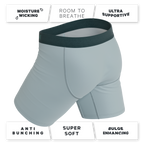The Dry Ice | Muted Steel Blue Ball Hammock® Boxer - Long Leg - Shinesty