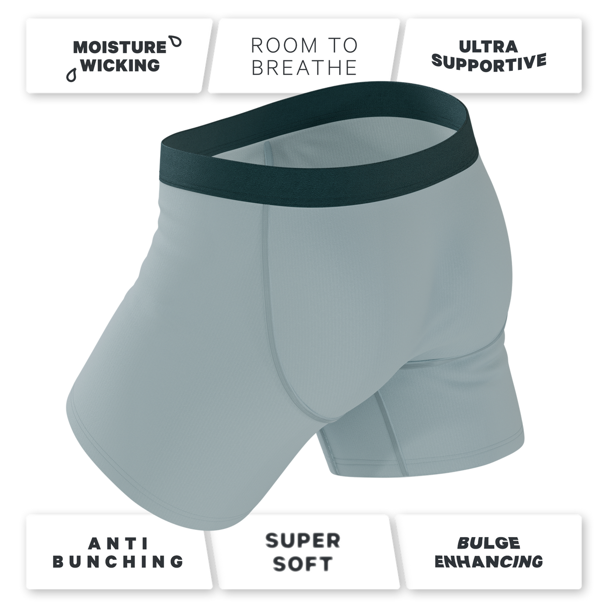 The Dry Ice | Muted Steel Blue Ball Hammock® Pouch Underwear With Fly - Shinesty