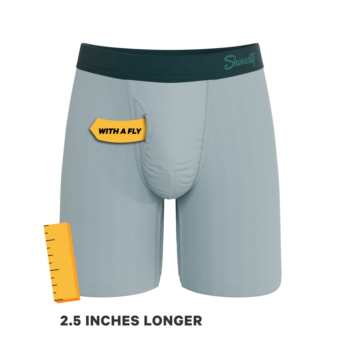 The Dry Ice | Muted Steel Blue Ball Hammock® Boxer - Long Leg - Shinesty