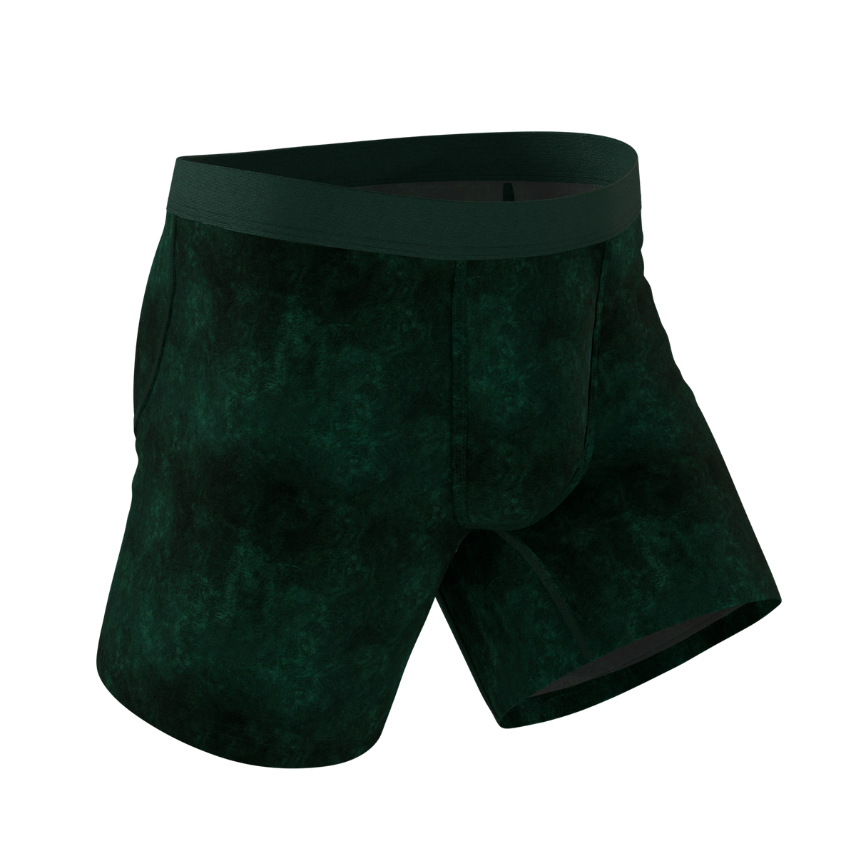 The Extravagance | Dark Green Velvet Ball Hammock Pouch® Boxer - Shinesty