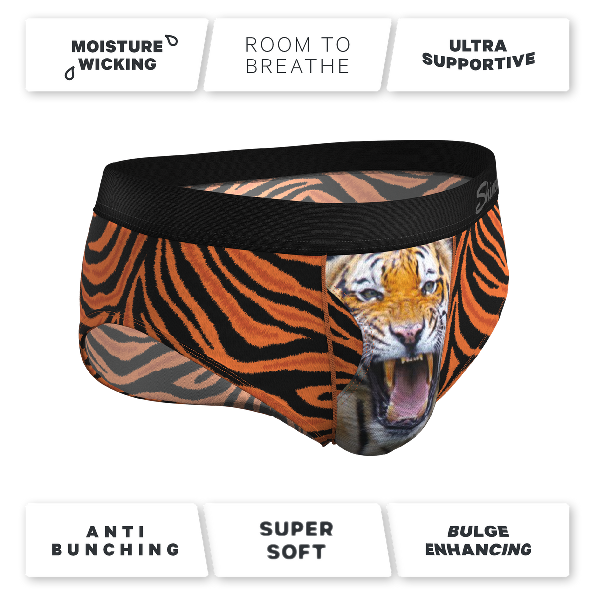 The Feral Feline | Tiger Print Ball Hammock® Pouch Underwear Briefs - Shinesty