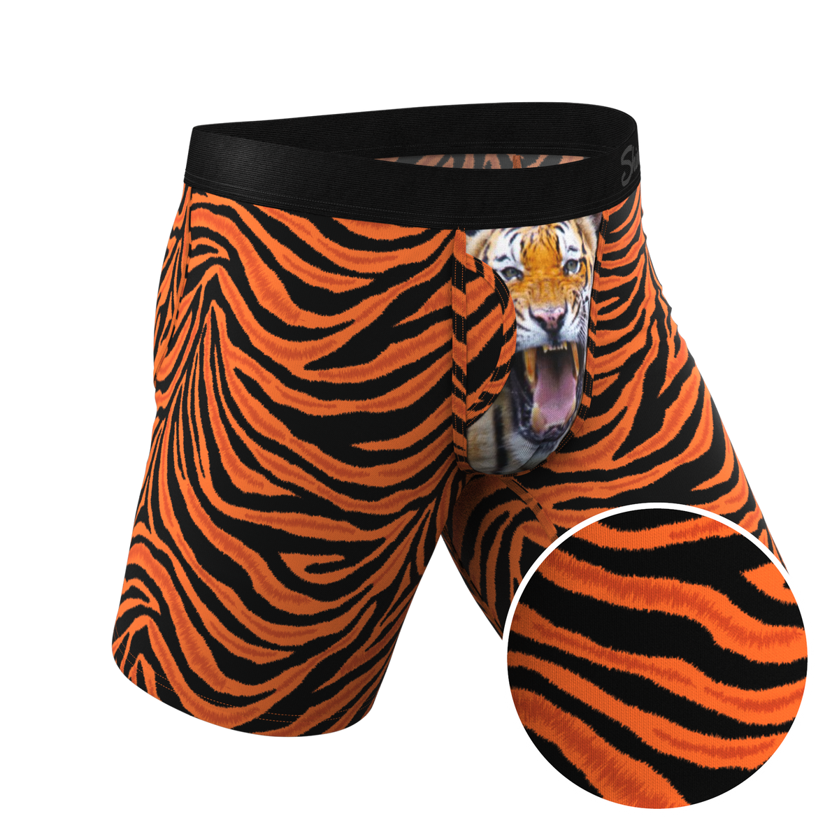The Feral Feline | Tiger Print Ball Hammock® Boxer - Long Leg - Shinesty