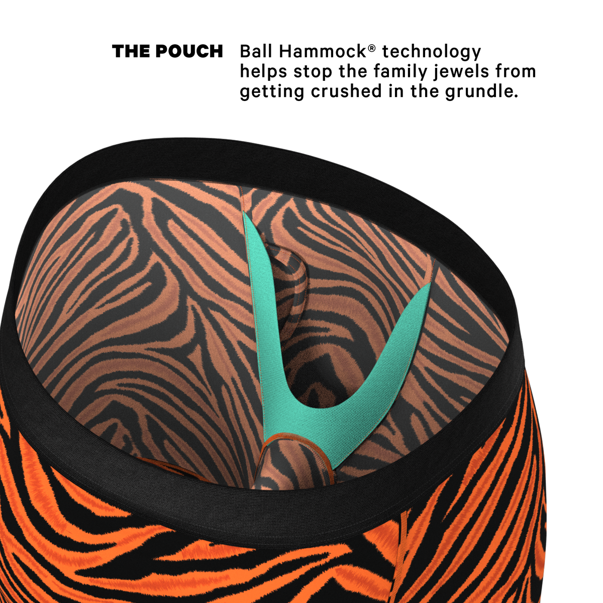 The Feral Feline | Tiger Print Ball Hammock® Boxer - Long Leg - Shinesty