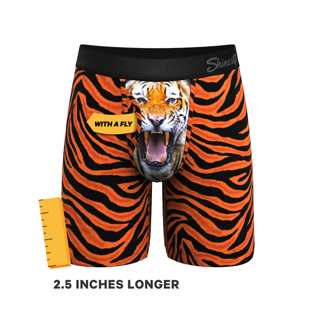 The Feral Feline | Tiger Print Ball Hammock® Boxer - Long Leg - Shinesty