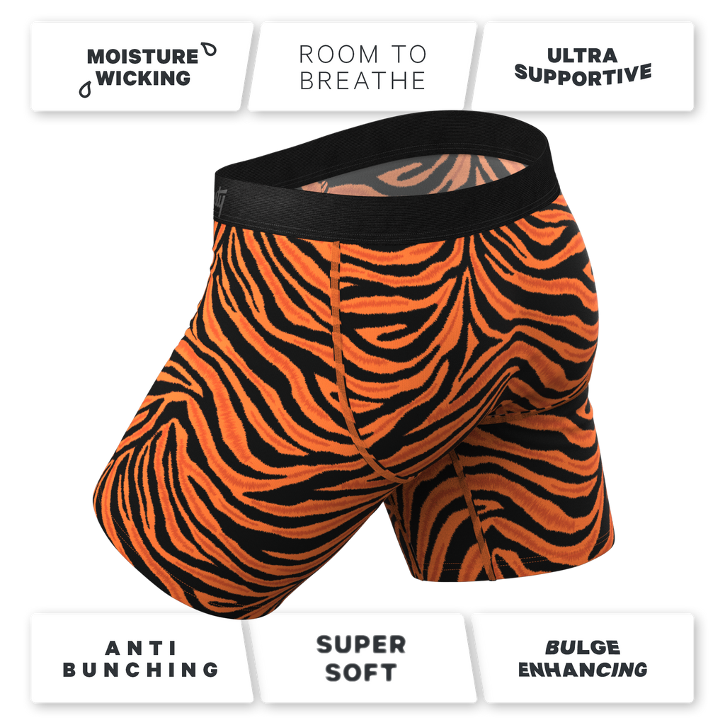 The Feral Feline | Tiger Print Ball Hammock® Boxer - Long Leg - Shinesty