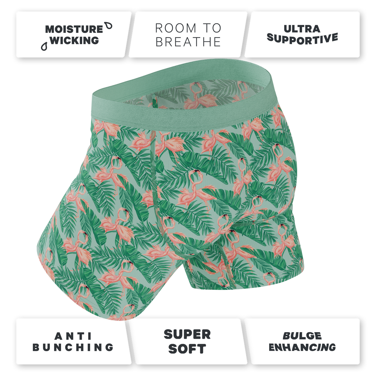 The Flamboyance | Flamingo Ball Hammock® Pouch Underwear With Fly - Shinesty