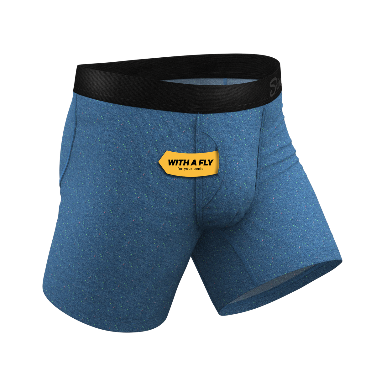The Fleck Me | Heather Blue Flecked Ball Hammock® Pouch Underwear With Fly - Shinesty