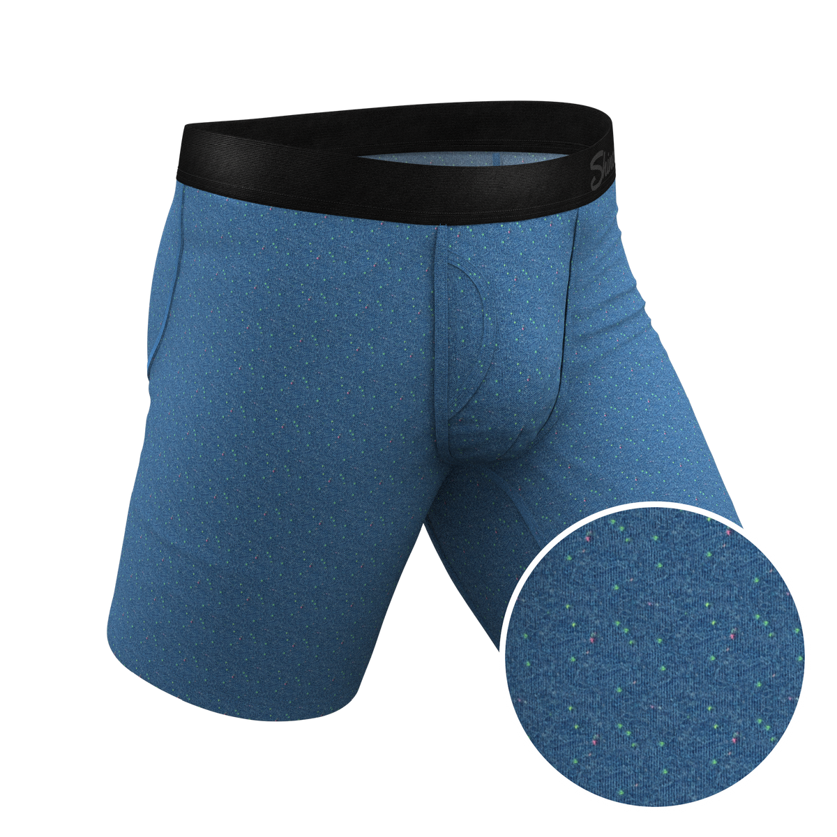 The Fleck Me | Heather Blue Flecked Ball Hammock® Boxer - Long Leg - Shinesty