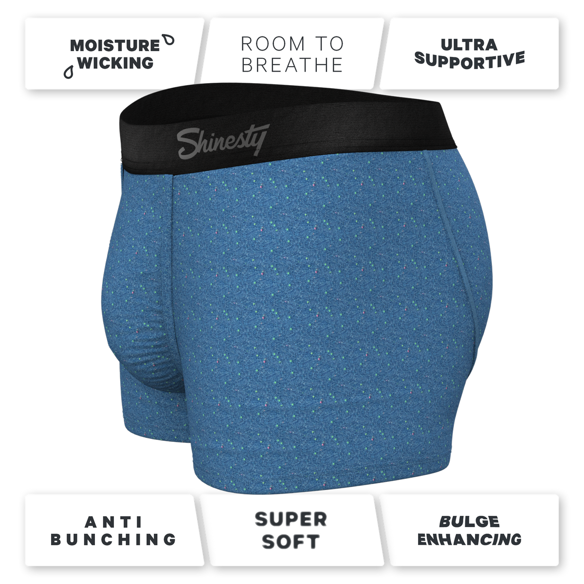 The Fleck Me | Heather Blue Flecked Ball Hammock® Pouch Trunks Underwear - Shinesty