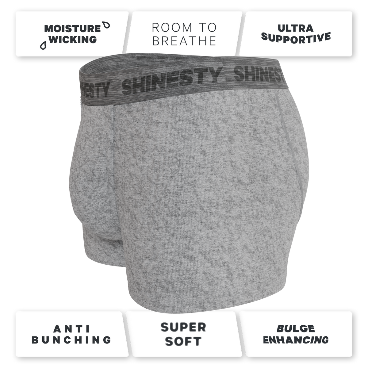 The Flintstone | Heather Grey and Black Ball Hammock® Pouch Trunks Underwear - Shinesty