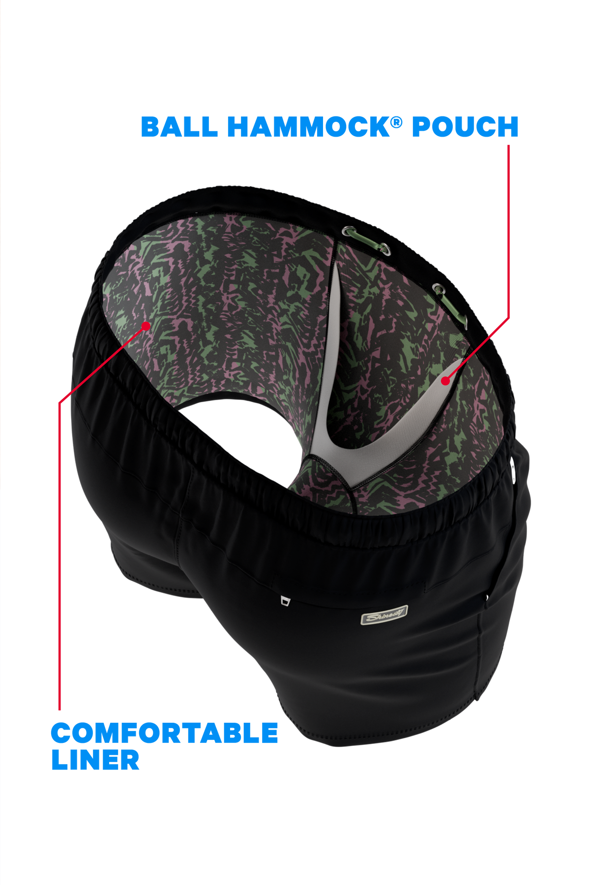 The Funky Fresh | Black and Neon Tribal Ball Hammock® Pouch 5" Swim Trunks - Shinesty