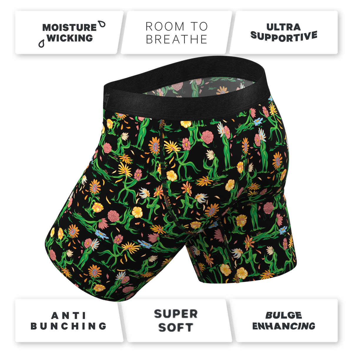 The Garden Of Breedin | Flower Print Ball Hammock® Boxer - Long Leg - Shinesty