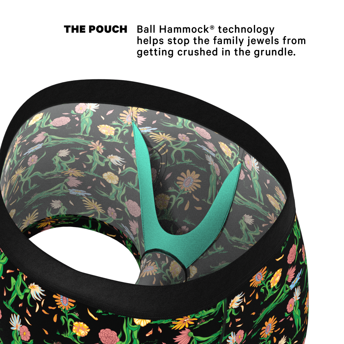 The Garden Of Breedin | Flower Print Ball Hammock® Pouch Trunks Underwear - Shinesty