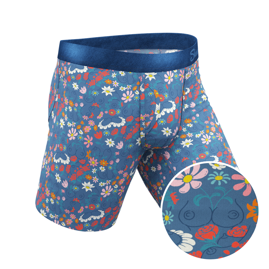 The Gardening Nips | Busty Floral Ball Hammock® Boxer - Long Leg - Shinesty