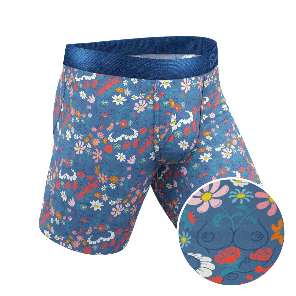 The Gardening Nips | Busty Floral Ball Hammock® Boxer - Long Leg - Shinesty