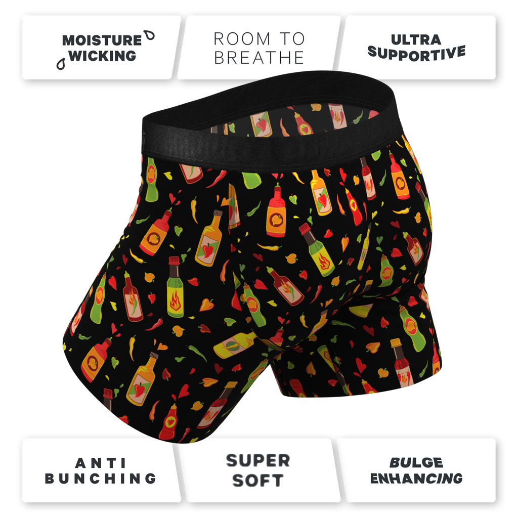 The Gotcha Sriracha | Hot Sauce Ball Hammock® Pouch Underwear With Fly - Shinesty