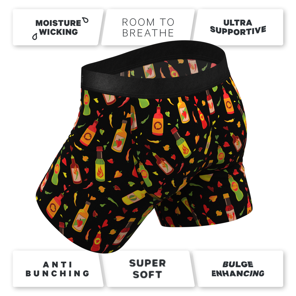 The Gotcha Sriracha | Hot Sauce Ball Hammock® Pouch Underwear With Fly - Shinesty
