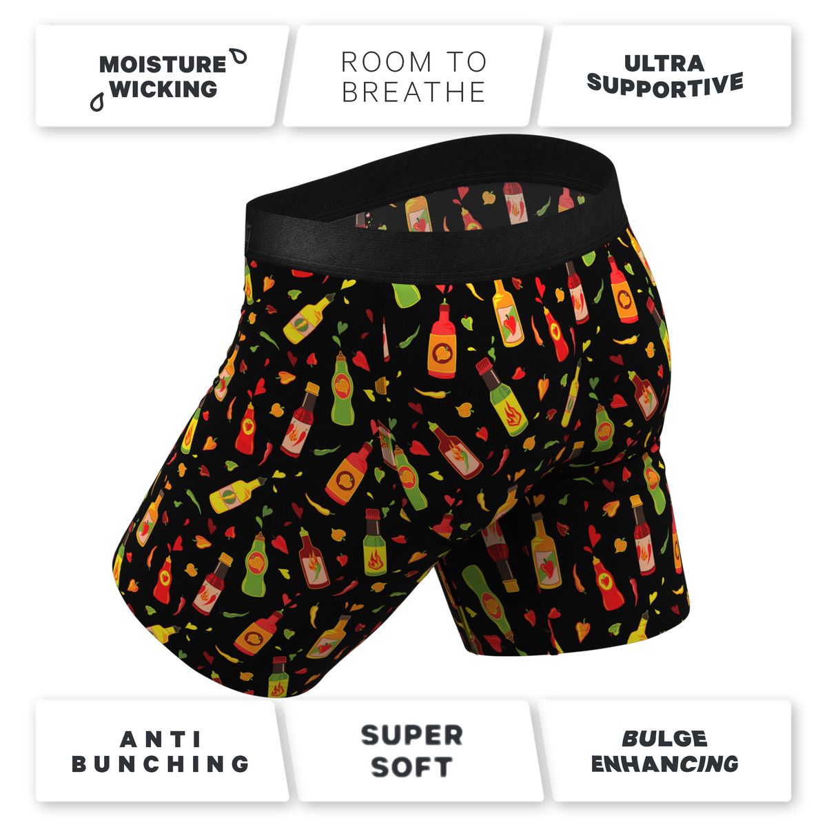 The Gotcha Sriracha | Hot Sauce Ball Hammock® Boxer - Long Leg - Shinesty
