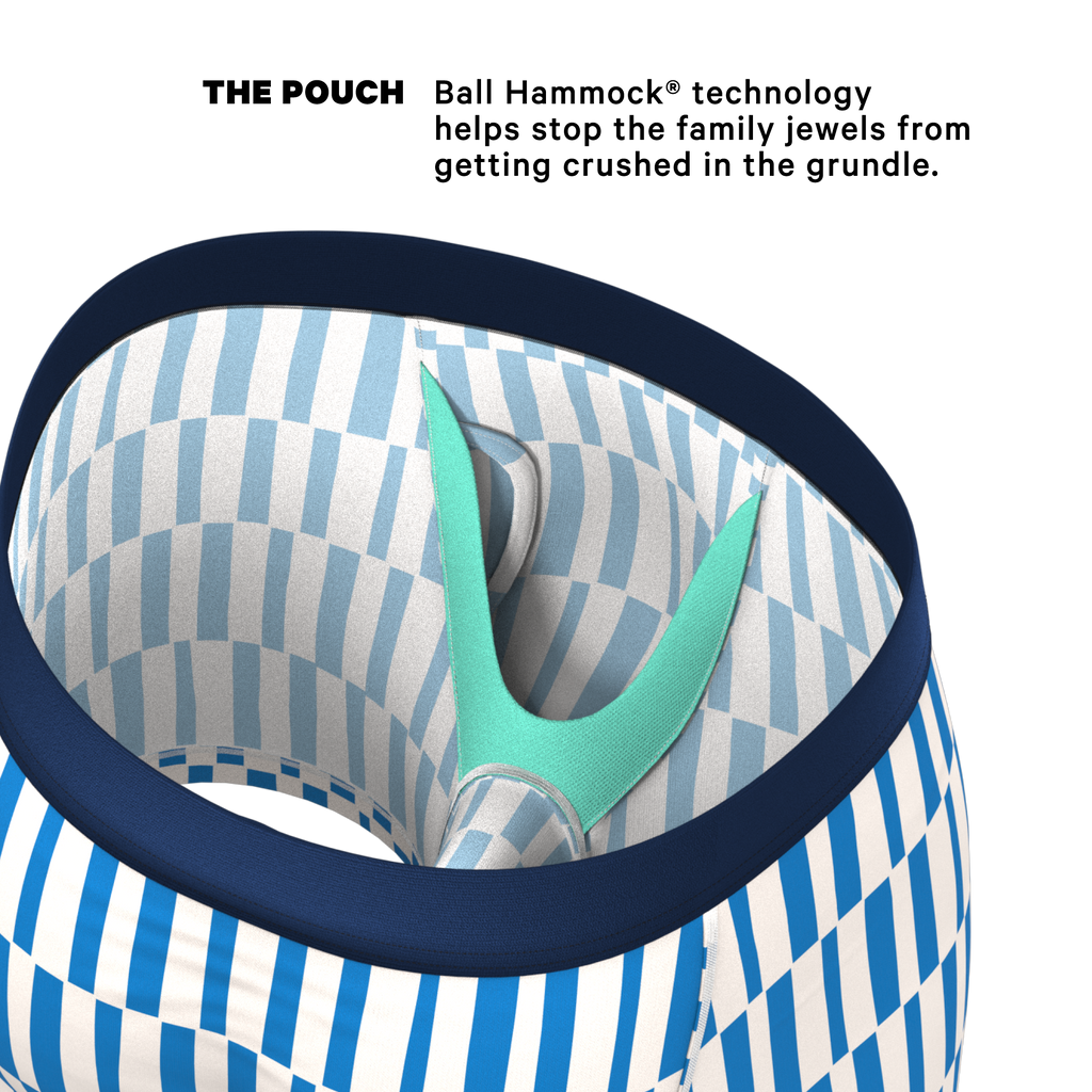 The Hamptons | Blue Mosaic Stripe Ball Hammock® Pouch Underwear With Fly - Shinesty
