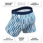 The Hamptons | Blue Mosaic Stripe Ball Hammock® Pouch Underwear With Fly - Shinesty